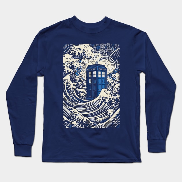 Kanagawa Tardis Long Sleeve T-Shirt by DesignedbyWizards